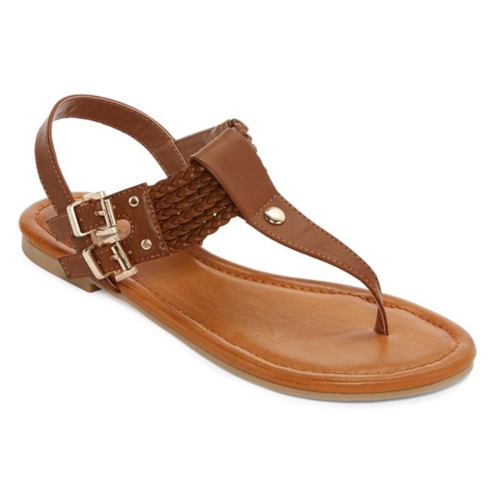 MIA Women's Ivelise Slingback Ankle Strap Thong Sandals Tan Brown 7.5M